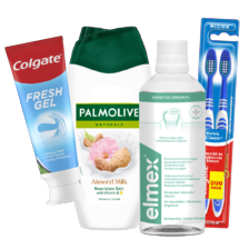 Colgate of Elmex* mondverzorging of Palmolive douche